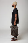 Grey Leather & Waxed Canvas Backpack